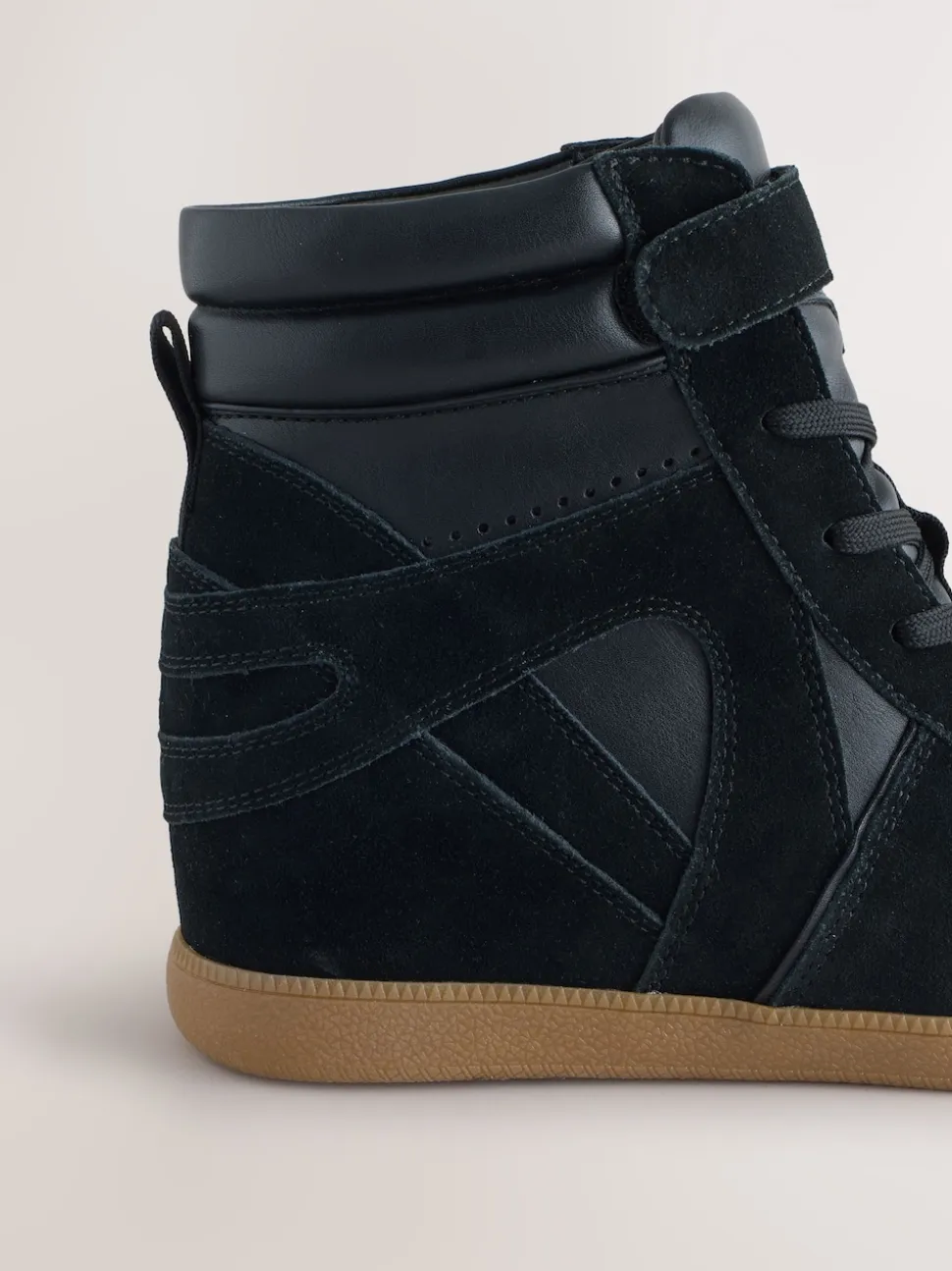 Black Suede Forever Comfort® Lace Up Wedge Trainers