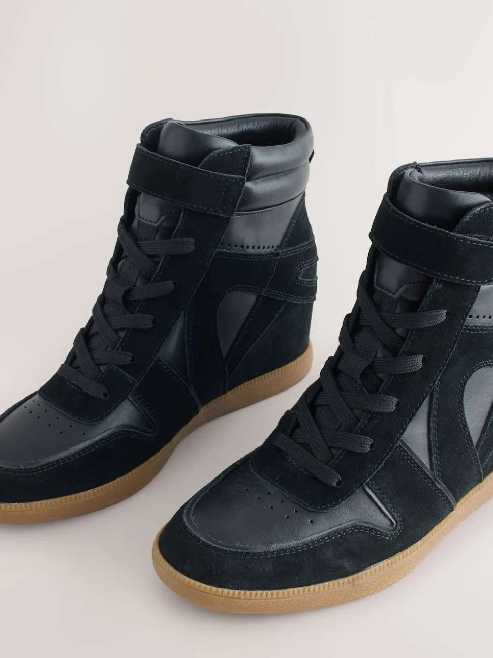 Black Suede Forever Comfort® Lace Up Wedge Trainers