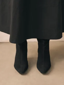 Black Suede Forever Comfort® Knee High Chisel Toe Heeled Boots