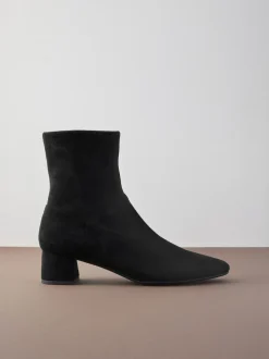 Black Suede Motionflex Block Heeled Sock Boots