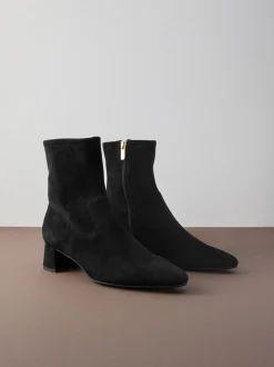 Black Suede Motionflex Block Heeled Sock Boots