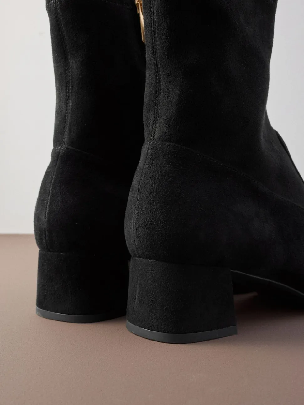 Black Suede Motionflex Block Heeled Sock Boots