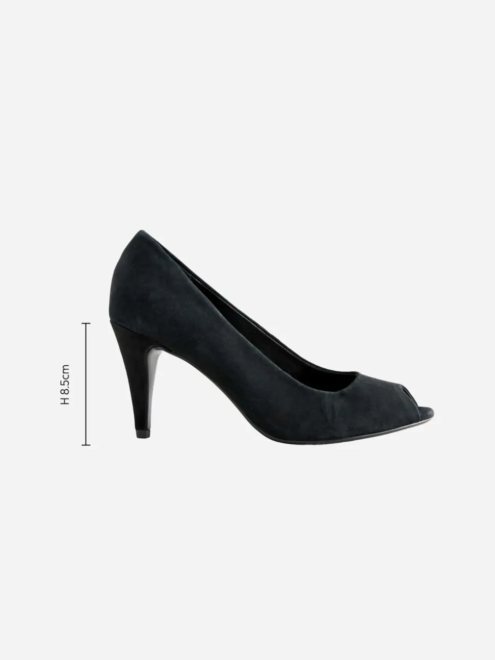 Black Suede Premium Leather Peep Toe Heels