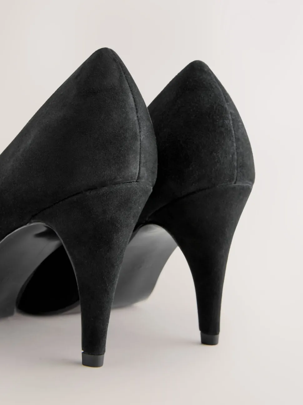 Black Suede Premium Leather Peep Toe Heels