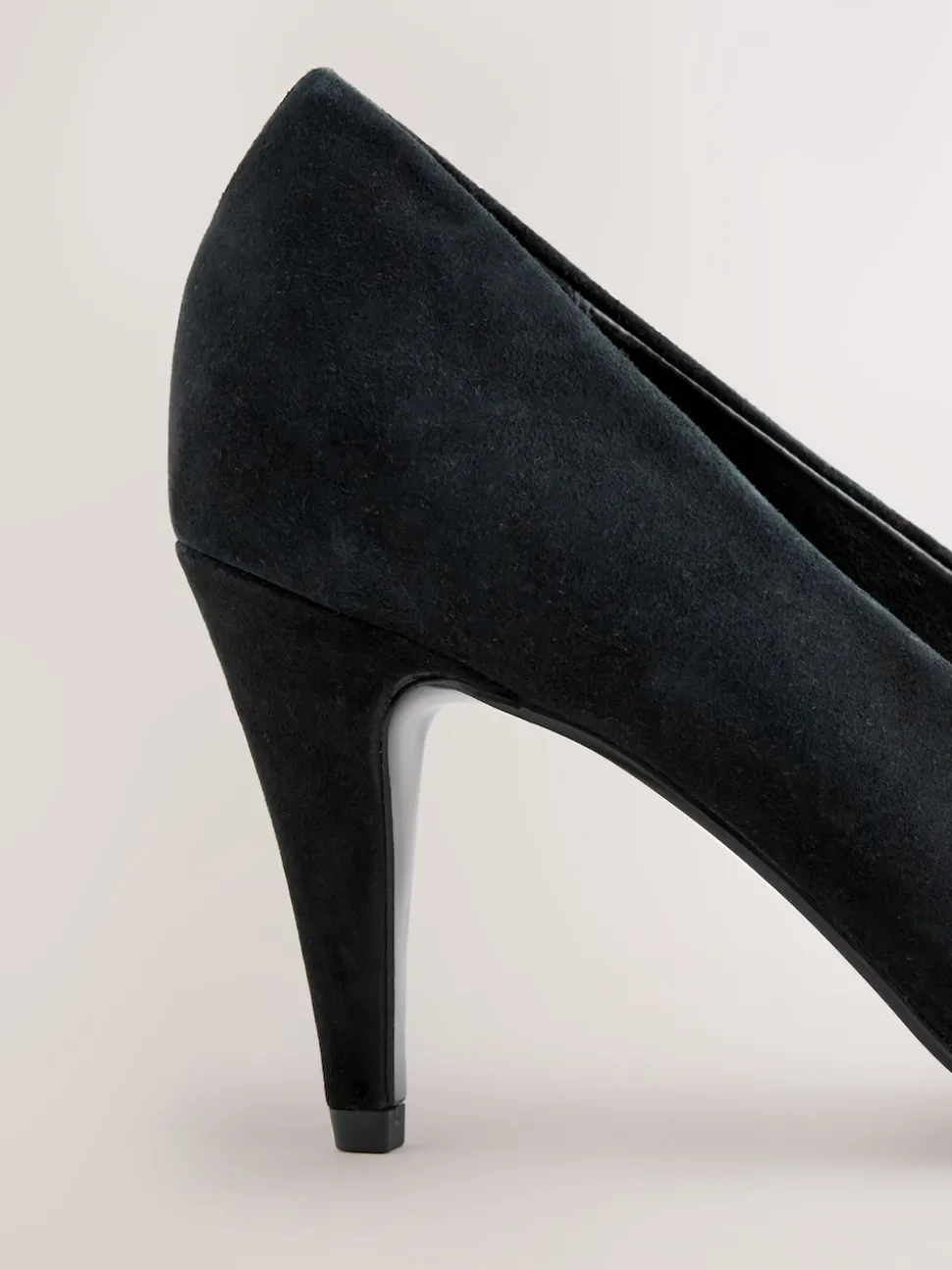 Black Suede Premium Leather Peep Toe Heels