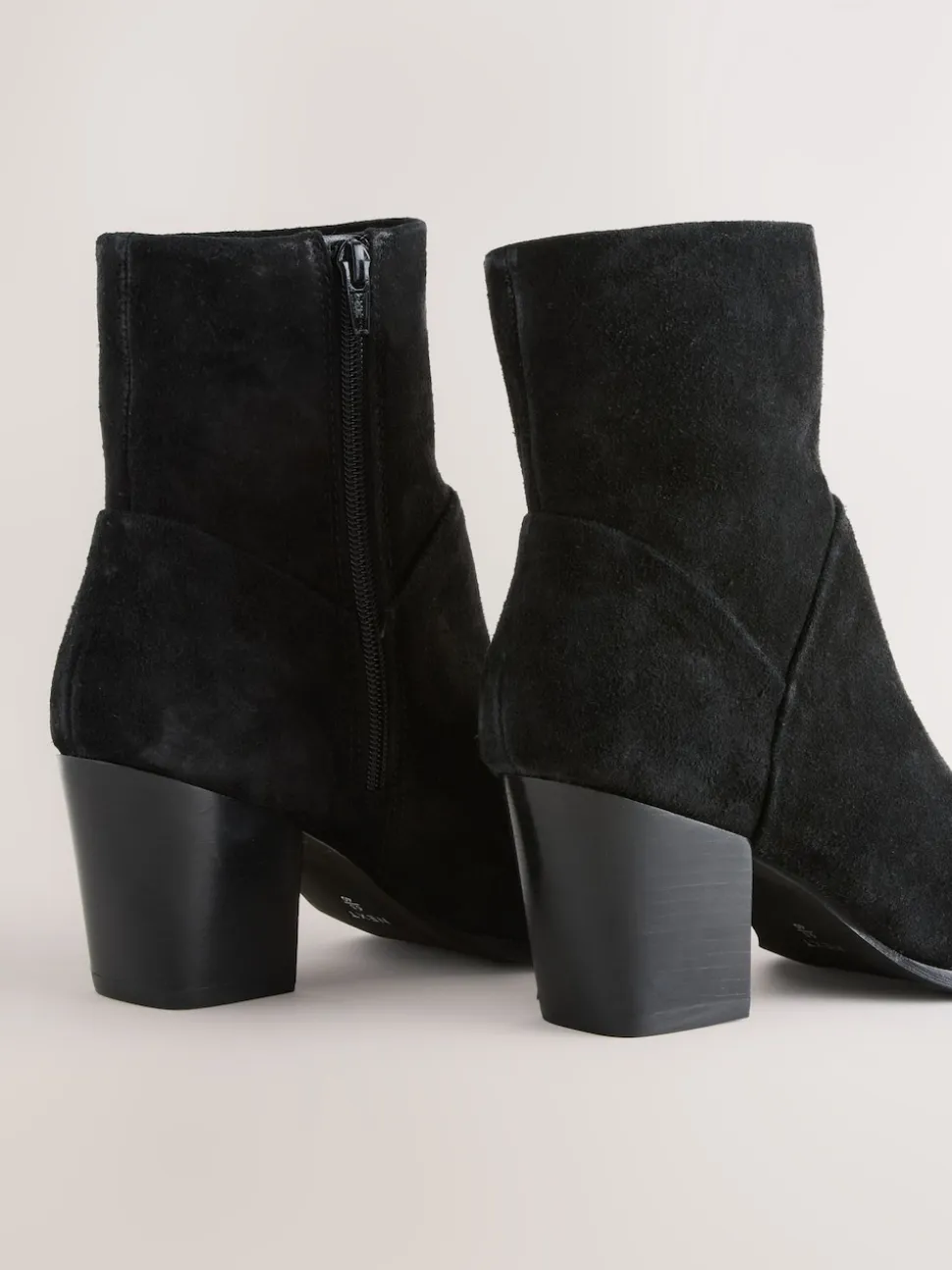 Black Suede Western Block Heel Ankle Boots
