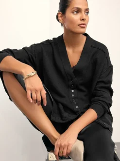 Black Supersoft V-Neck Cardigan With Pockets