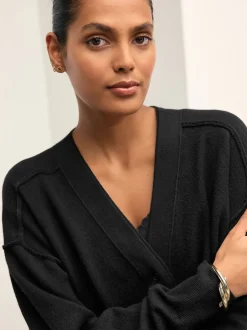 Black Supersoft V-Neck Cardigan With Pockets