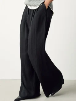 Black Superwide Pleated Trousers