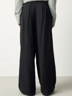 Black Superwide Pleated Trousers