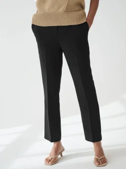 Black Tailored Elasticated Back Straight Leg Trousers