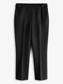 Black Tailored Elasticated Back Straight Leg Trousers
