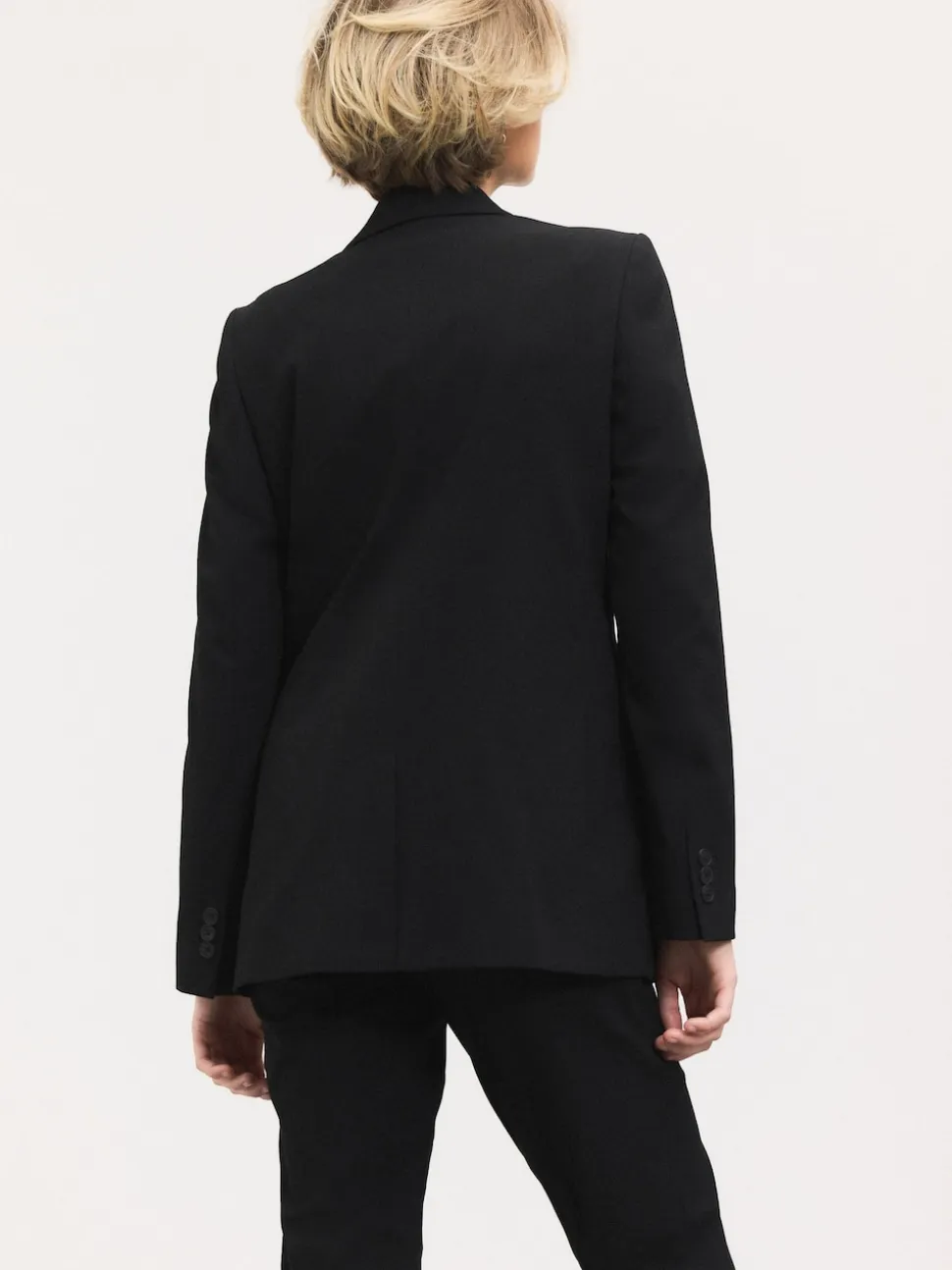 Black Tailored Single Breasted Blazer With Wool