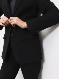 Black Tailored Single Breasted Blazer With Wool