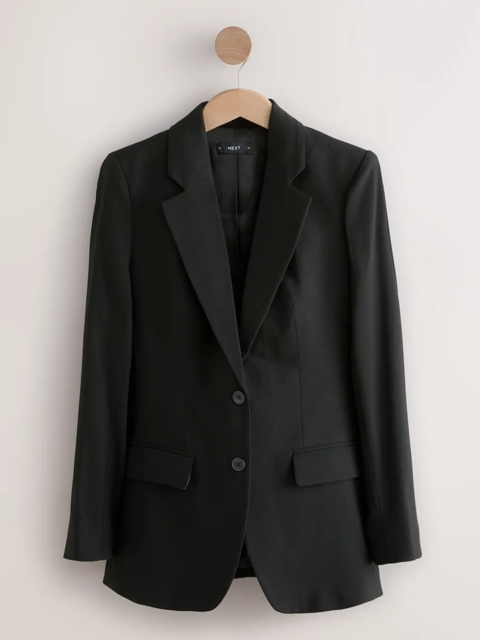Black Tailored Single Breasted Blazer With Wool