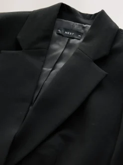 Black Tailored Single Breasted Blazer With Wool