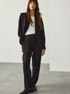 Black Tailored Tapered Trousers