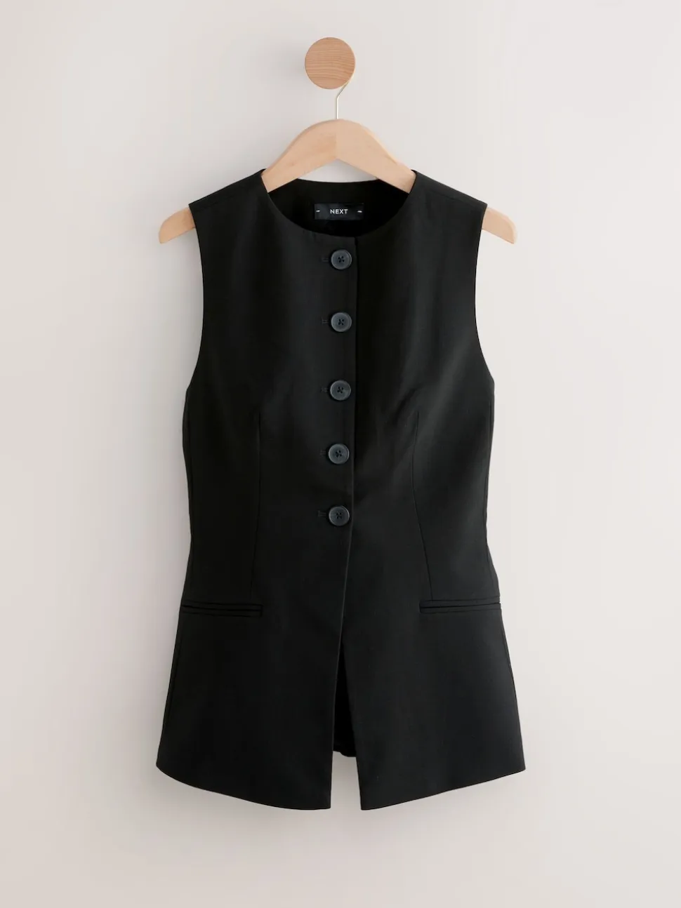 Black Tailored Waistcoat With Wool
