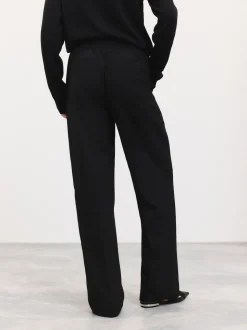 Black Tailored Wide Leg Trousers With Wool