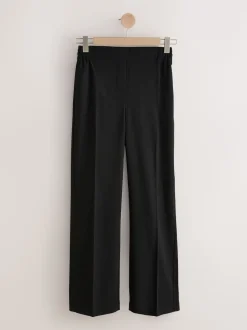 Black Tailored Wide Leg Trousers With Wool