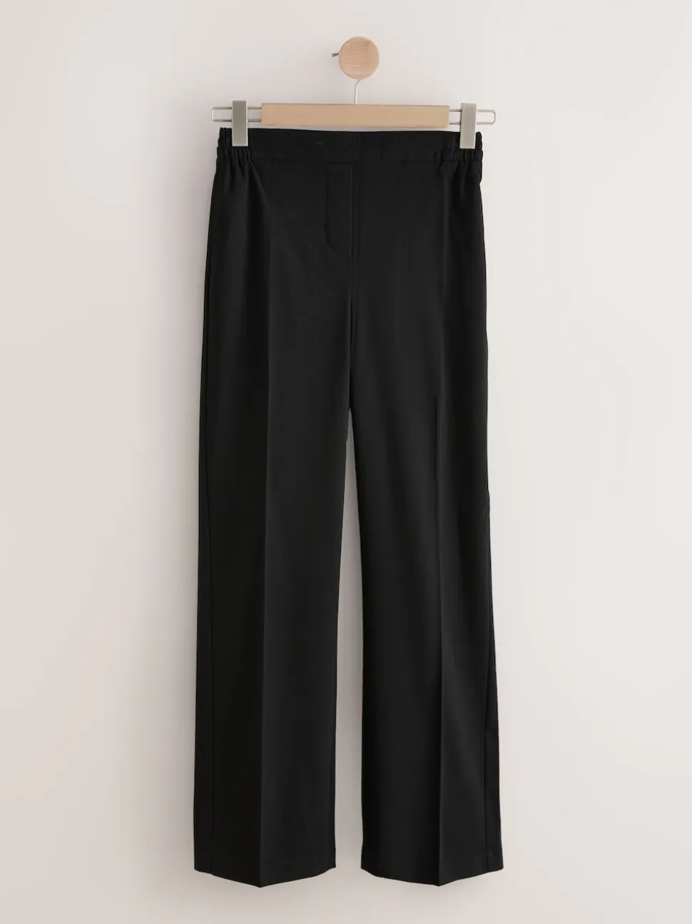 Black Tailored Wide Leg Trousers With Wool