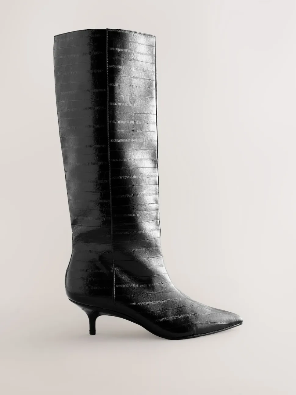 Black Textured Forever Comfort® Knee High Underset Heel Boots