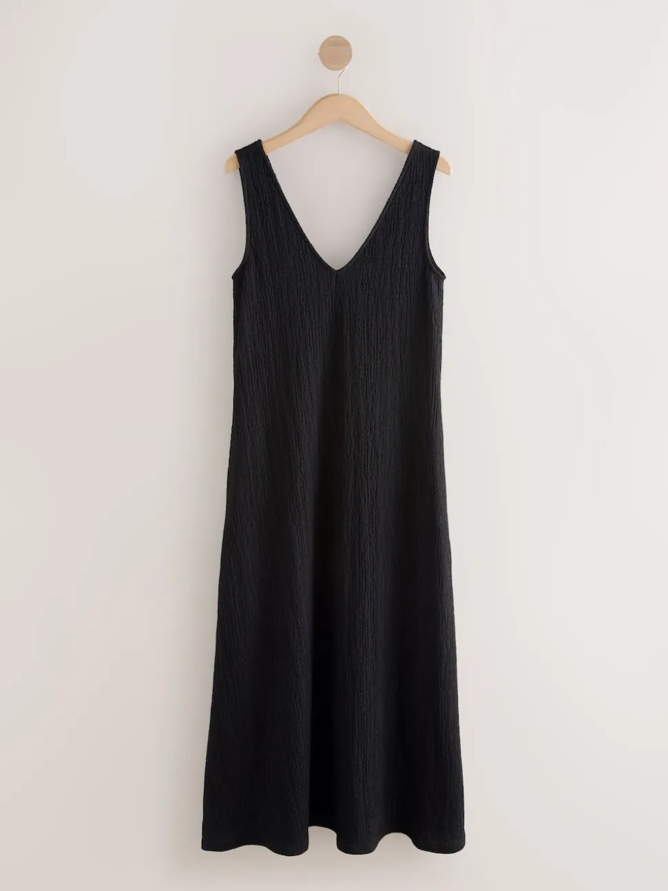 Black Textured Jersey Slip Dress