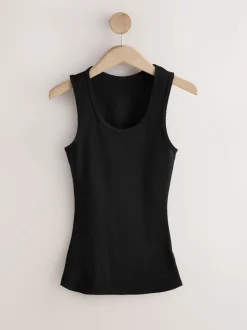 Black Thermal Maximum Warmth Cosy Ribbed Vest