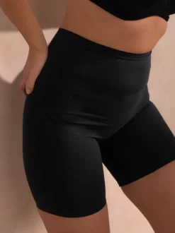 Black Thigh Smoother Short Shaping Tummy Control Premium Cotton Blend Knickers