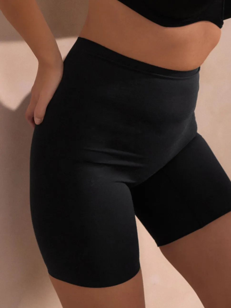 Black Thigh Smoother Short Shaping Tummy Control Premium Cotton Blend Knickers