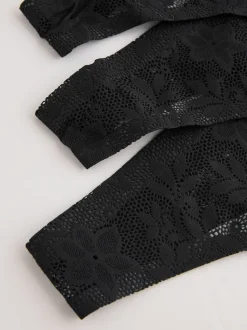 Black Thong All-Over Lace No VPL Knickers 3 Pack
