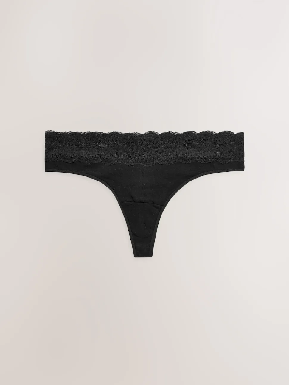 Black Thong Cotton Lace Knickers 4 Pack