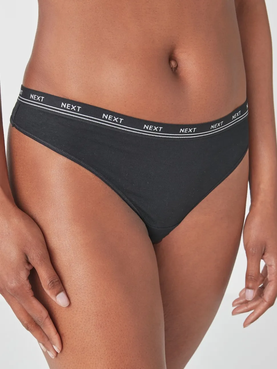 Black Thong Cotton Logo Knickers 4 Pack