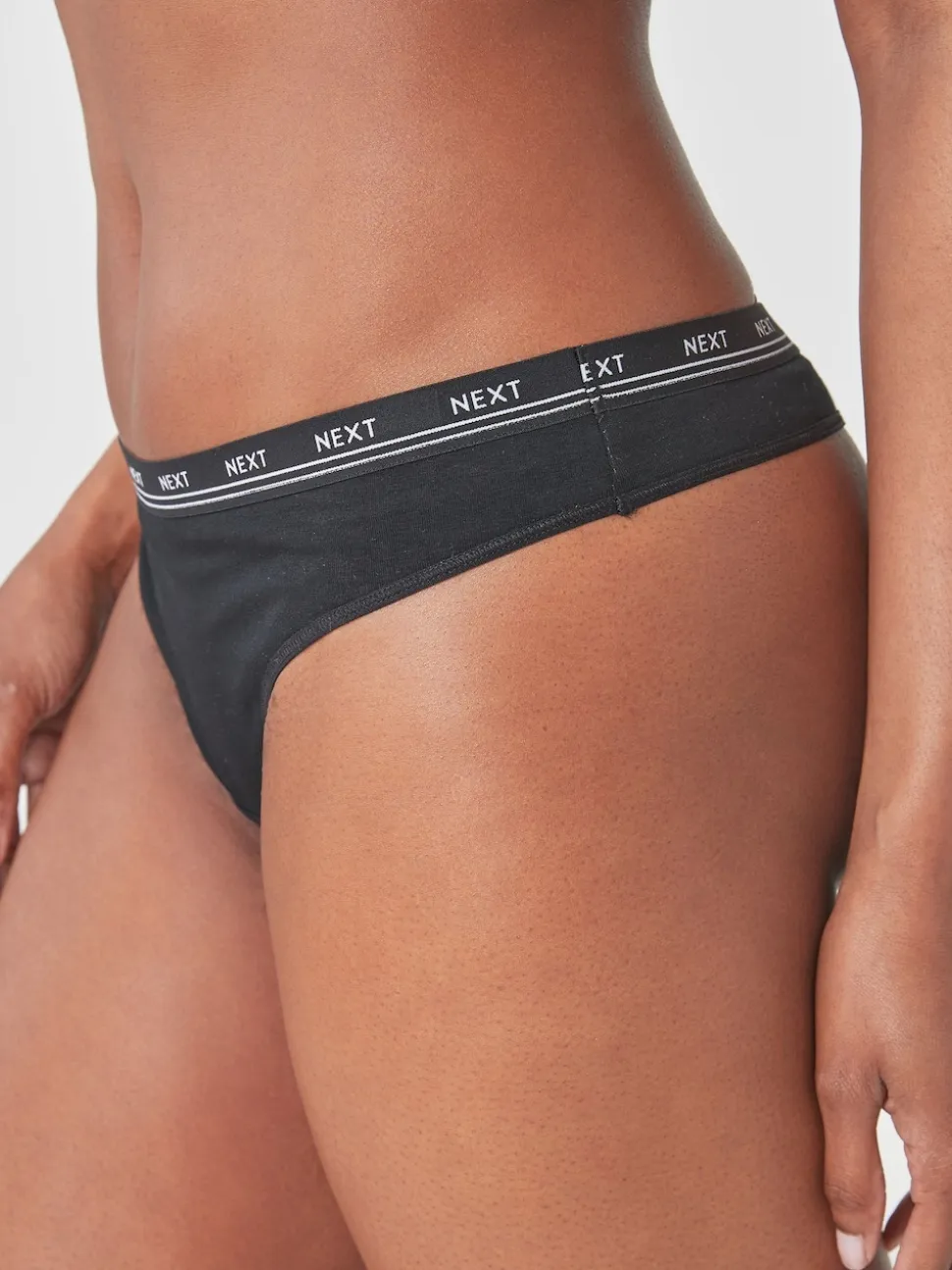 Black Thong Cotton Logo Knickers 4 Pack