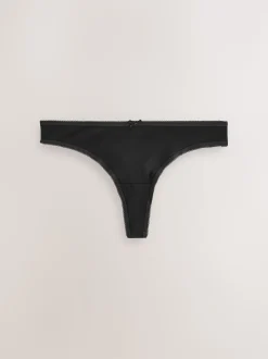Black Thong Cotton Rich Knickers 5 Pack