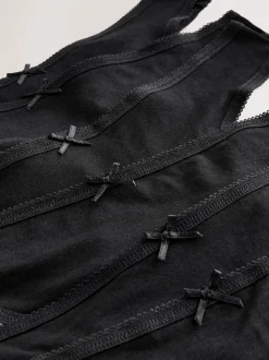 Black Thong Cotton Rich Knickers 7 Pack