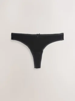 Black Thong Full Briefs Cotton Knickers 10 Pack