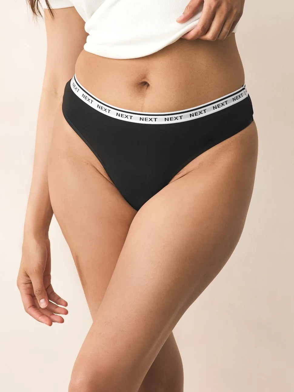 Black Thong Light Flow Cotton Period Knickers 2 Pack