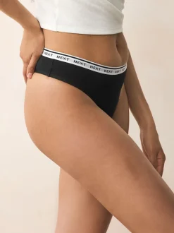 Black Thong Light Flow Cotton Period Knickers 2 Pack