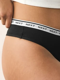 Black Thong Light Flow Cotton Period Knickers 2 Pack