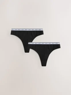 Black Thong Light Flow Cotton Period Knickers 2 Pack