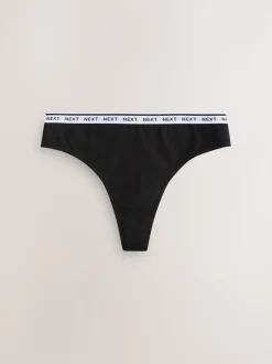 Black Thong Light Flow Cotton Period Knickers 2 Pack