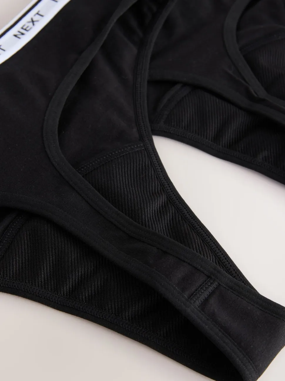 Black Thong Light Flow Cotton Period Knickers 2 Pack