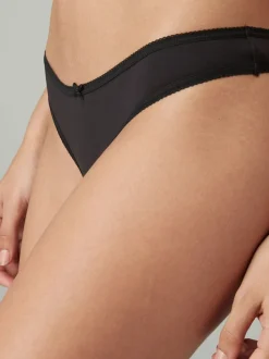 Black Thong Microfibre Knickers 5 Pack