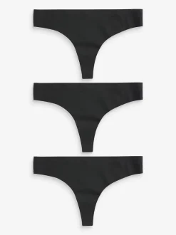 Black Thong No VPL Comfort Knickers 3 Pack