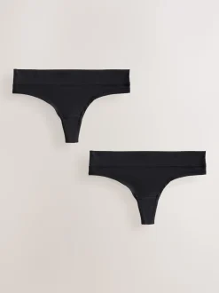 Black Thong Ultimate Comfort Knickers 2 Pack