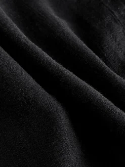 Black Tie Waist Linen Blend Culottes