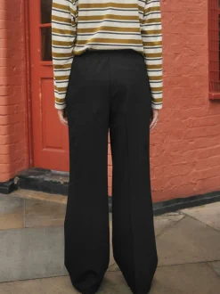 Black Tie Waist Wide Leg Trousers