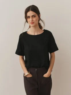 Black T-Shirt With Linen