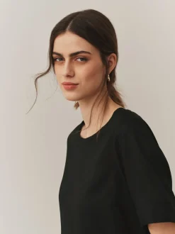 Black T-Shirt With Linen